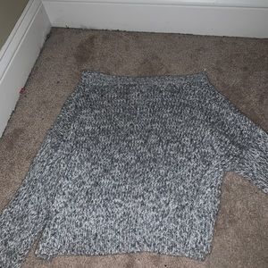 grey off the shoulder sweater